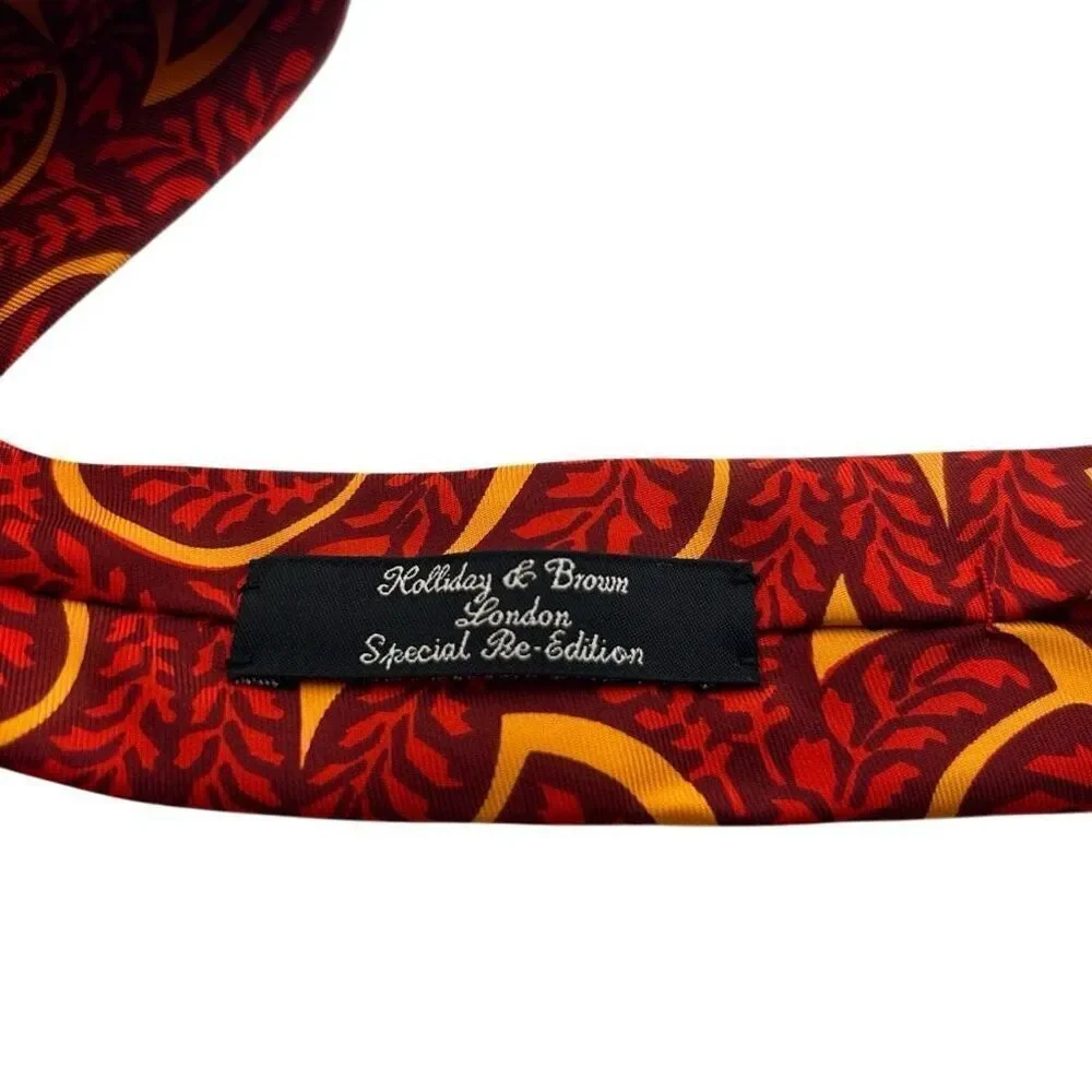 Holiday & Brown London Special Re-Edition NWT Red and Orange Silk Tie Necktie